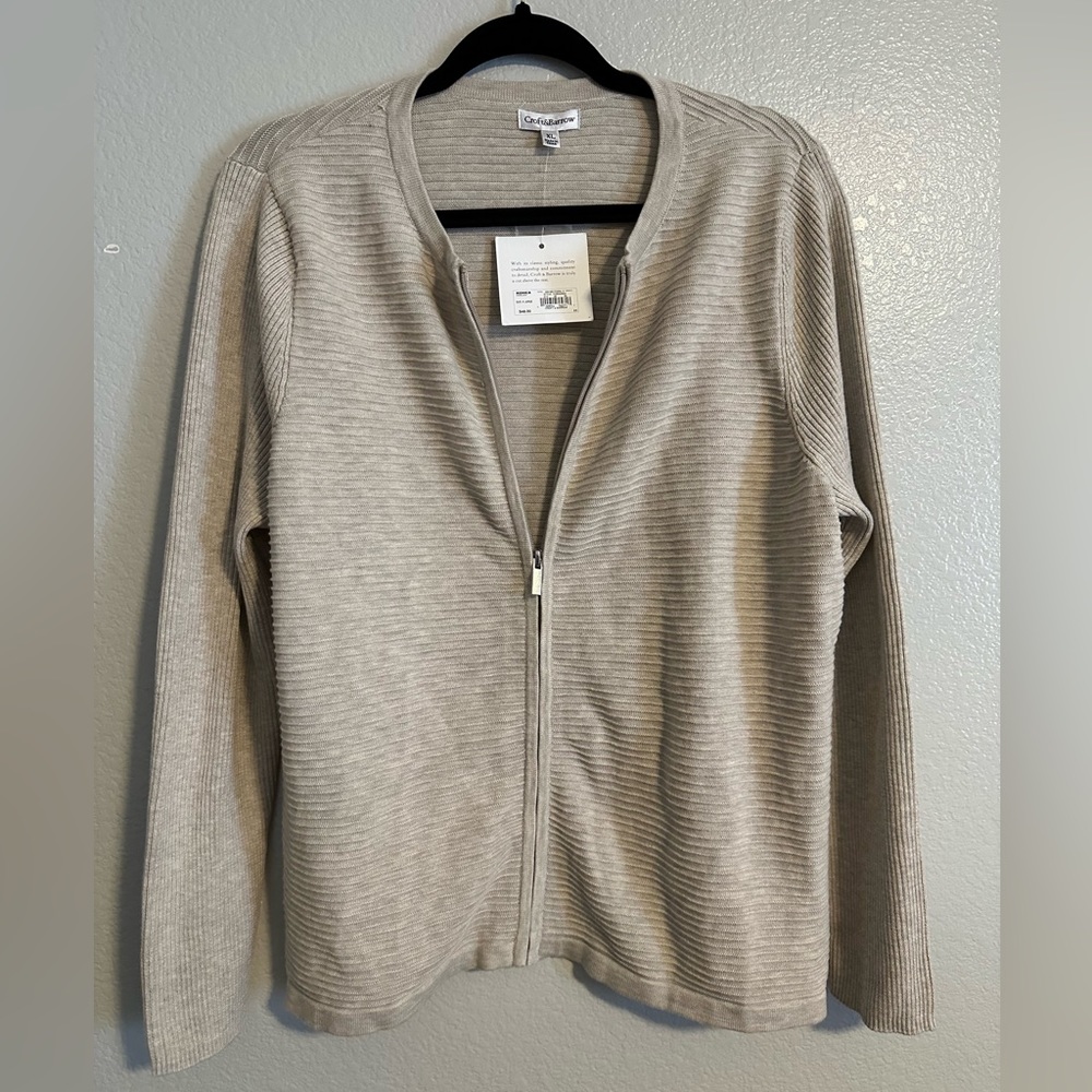 NWT Croft & Barrow Beige Zip Sweater